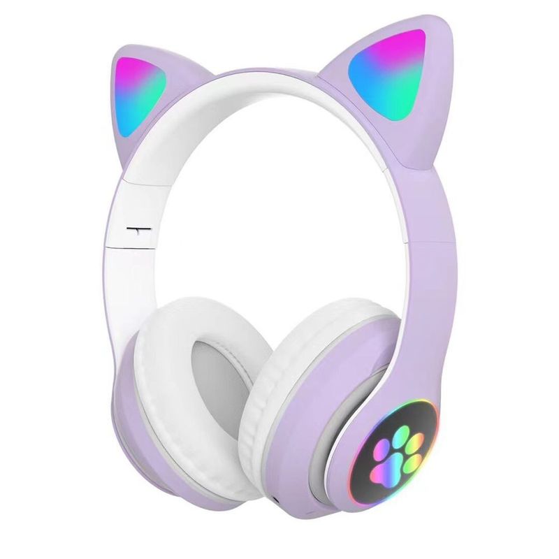 STN-28 Cat Ear Bluetooth Headset Manufacturer Wholesale Cross-border LED Luminous Cat Claw Wireless Headset_voghion.com