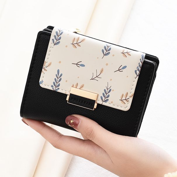 Wallet Card Cases Women Wallet Short Cute Coin Purse Student Small Fresh Multifunctional Printed Small Wallet Women_voghion.com