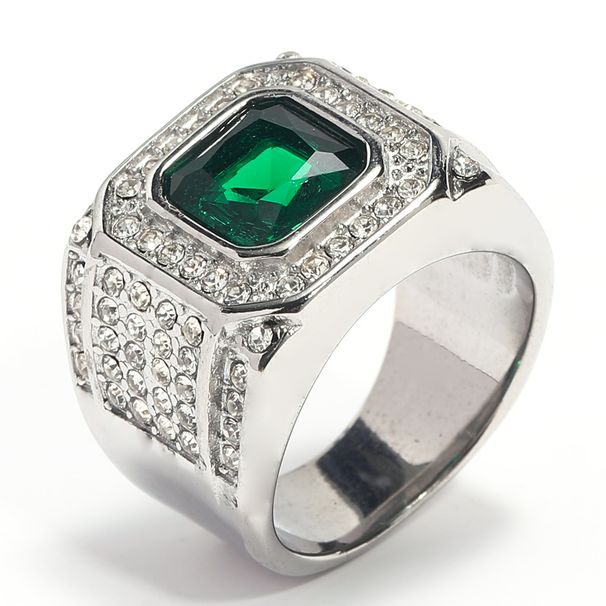 Anillo de acero y titanio con diamantes de imitación para hombre, estilo hip hop, brillante, de cuatro lados._voghion.com