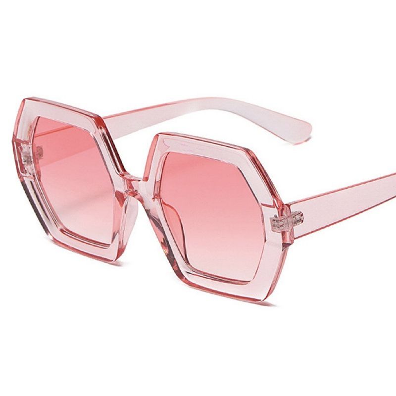 Polygonal gradient fashionable Instagram trendy sunglasses women's versatile large frame candy color_voghion.com