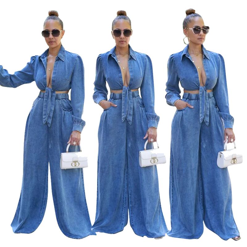 Îmbrăcăminte de damă Nouă damă ocazional pantaloni largi Costum din denim_voghion.com