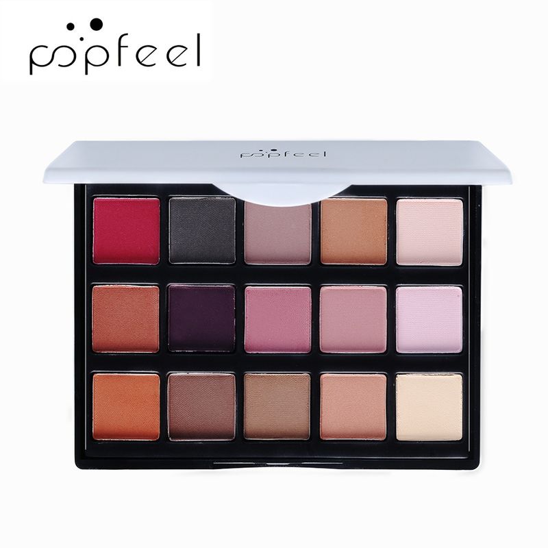 Lidschatten POPFEEL 15 Farben Lidschatten-Palette Mehrfarbige Lidschatten-Palette Erdfarben Perlglanz Matt Lidschatten-Palette EP15_voghion.com