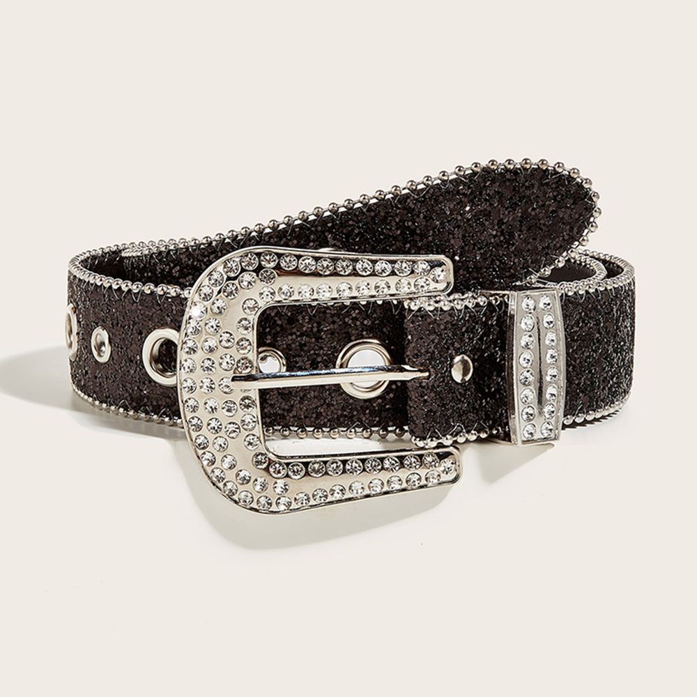 Karšti moteriški Kalnų krištolinio akmens diržai Reguliuojami PU odos Vakarų kaubojų juosmens priedai Y2K mergaičių gotikinis mados diržas_voghion.com