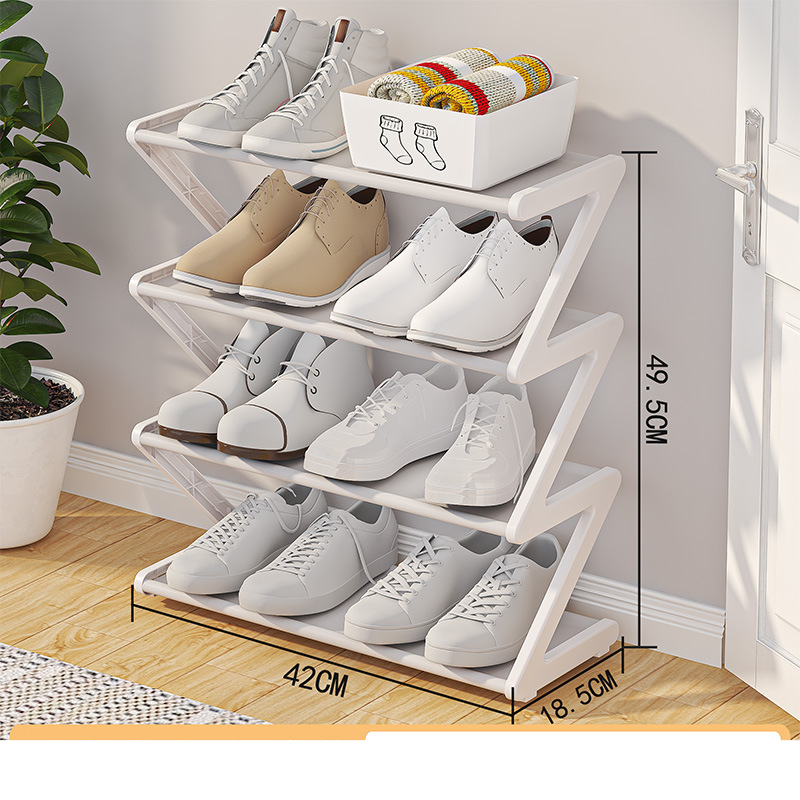 4-lagiges Schuhregal, Z-förmiges Schuhregal aus Vliesstoff für den Haushalt, Studentenwohnheim, Schlafzimmer_voghion.com