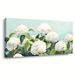 Modern Hydrangea Bloom Abstract Wall Art Canvas Prints Painting- With White Flowers On Blue Background,for Living Room, Bedroom, Office Decor_voghion.com