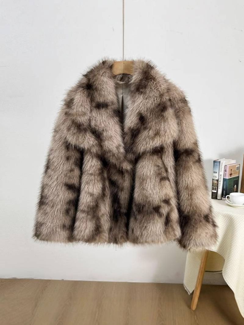 Women's Clothing Popular Imitation Fur Large Lapel Ladies Tops Large Size Fur Warm Temperament Socialite Loose Coat_voghion.com