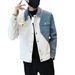Men's Stylish Faux Leather Bomber Jacket - Trendy Oversized Zip-Up Coat With Stand Collar, Casual Streetwear For Autumn & Spring (Black/White)_voghion.com
