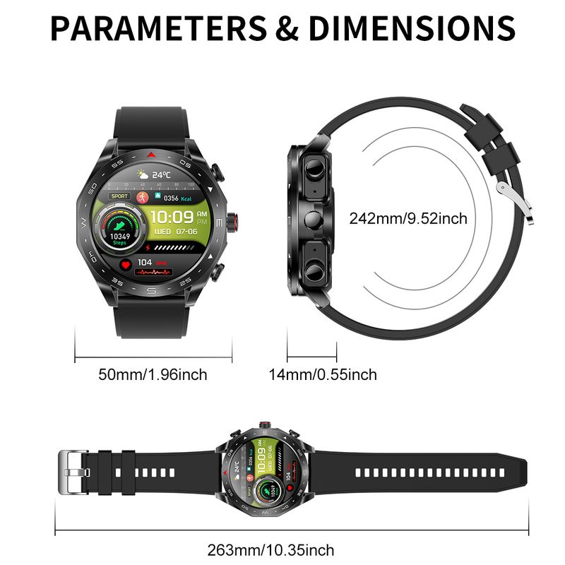 T95 Smart Watch TWS Two In One Bluetooth Call Health Monitoring Sleep Heart Rate Sports Watch_voghion.com