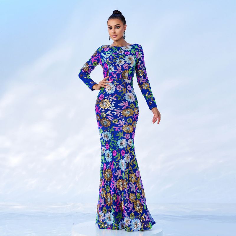 Abito da sera da donna, manica lunga, temperamento, scollo rotondo, sexy, sottile, lungo, con paillettes, abito da damigella d'onore, abito da donna_voghion.com