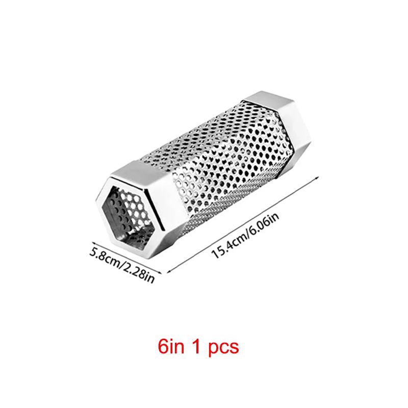6/12 Inch BBQ Rvs Roker Grill Buis Geperforeerde Mesh Filter Gadget Pellet Roken Generator Hexagon Spice Gerookte Doos_voghion.com