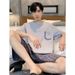 Teen-Approved Summer Style: Men’s Cotton Thin Short-Sleeved Shorts Pajamas Set - Perfect Loungewear For Warm Days, Large Sizes_voghion.com