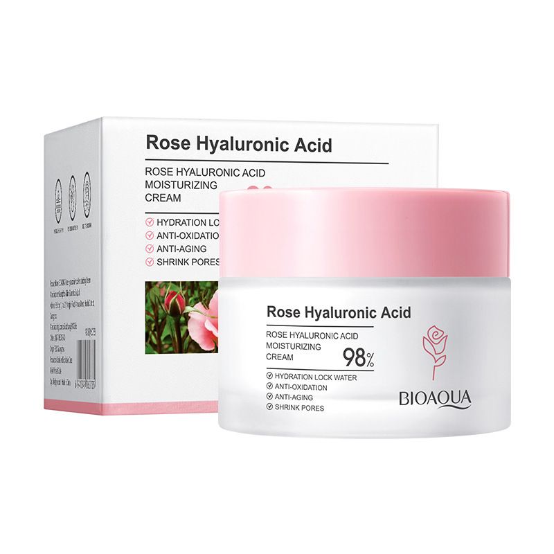 BIOAOUA Gül Hyaluronik Asit Krem Nemlendirici, Parlatıcı, Nemlendirici ve Sıkılaştırıcı yüz kremi_voghion.com