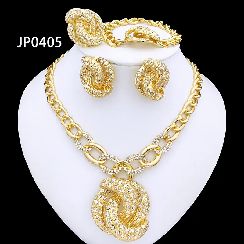 Wedding Sets Color Necklace Earrings Ring Bracelet Set Gold Plated Jewelry For Women 230907_voghion.com