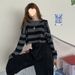 Women's Cropped Striped Sweater - Vintage Loose Knit Pullover With High Waist & Flowy Sleeves For Spring Autumn Winter_voghion.com
