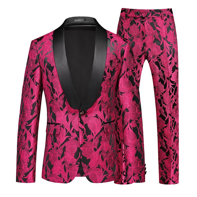 Men's Clothing New Men's Suit Two Piece Suit Youth Trend Fashion Casual Jacquard Suit Men's Dress_voghion.com
