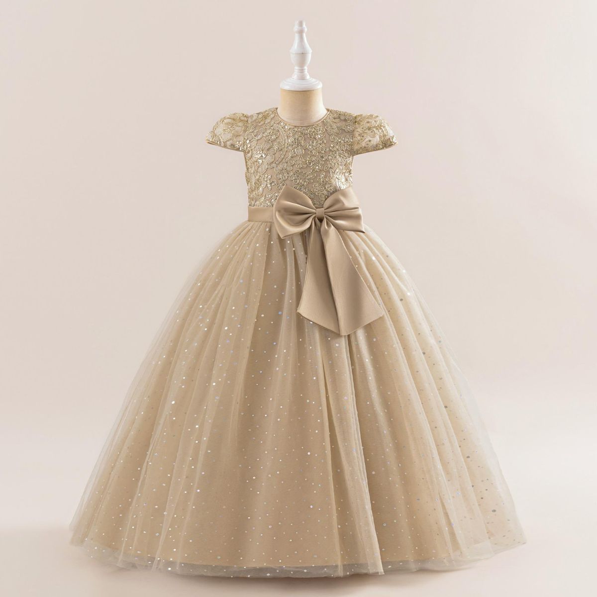 Mutter & Kinder Mädchen Kleid Prinzessin Kleid Flauschiges Kleid Schleife Blumenmädchen Hochzeitskleid Langes Kleid Kinder Ballkleid_voghion.com