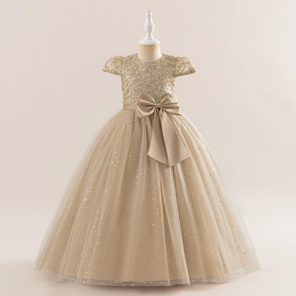 Mutter & Kinder Mädchen Kleid Prinzessin Kleid Flauschiges Kleid Schleife Blumenmädchen Hochzeitskleid Langes Kleid Kinder Ballkleid_voghion.com