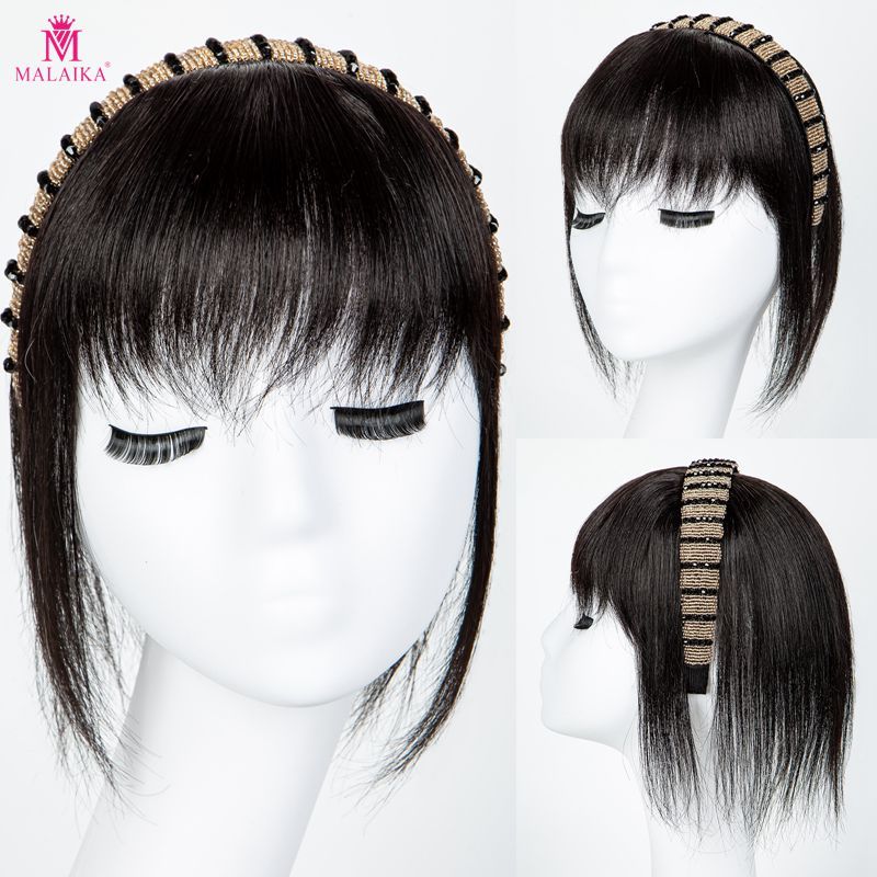 Topper per capelli umani con frangia da donna Clip in frangia con fascia per capelli dritta per chignon di capelli diradati_voghion.com