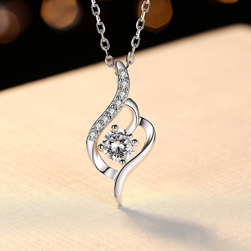 Νέο ασημένιο κρεμαστό κόσμημα Moissanite χρώματος D, μοντέρνο, μενταγιόν Temperament Only Love, 50 πόντων, ευέλικτη αλυσίδα κλείδας_voghion.com