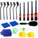 Conjunto de 20 pincéis para detalhamento automotivo com aplicador de cera, limpador de saída de ar e luvas de lavagem – Kit de limpeza multiuso (luvas de lavagem azuis)_voghion.com