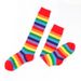 Calzini alti fino al ginocchio a righe colorate da donna, in cotone da uomo, di media lunghezza per le riunioni, al polpaccio arcobaleno_voghion.com