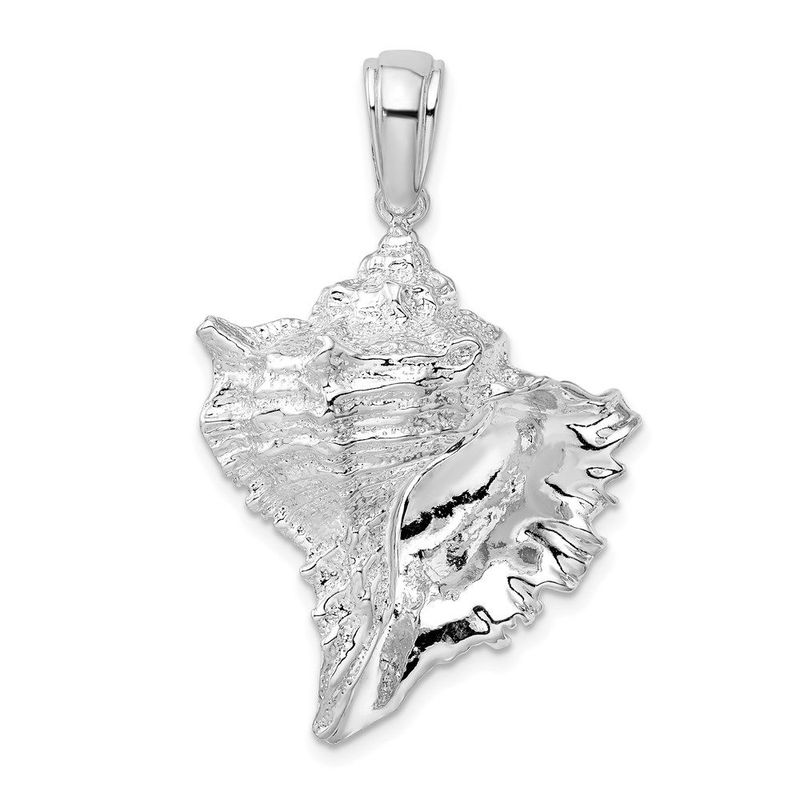 De-Ani Sterling Silver Rhodium-Plated Polished Conch Shell Pendant_voghion.com