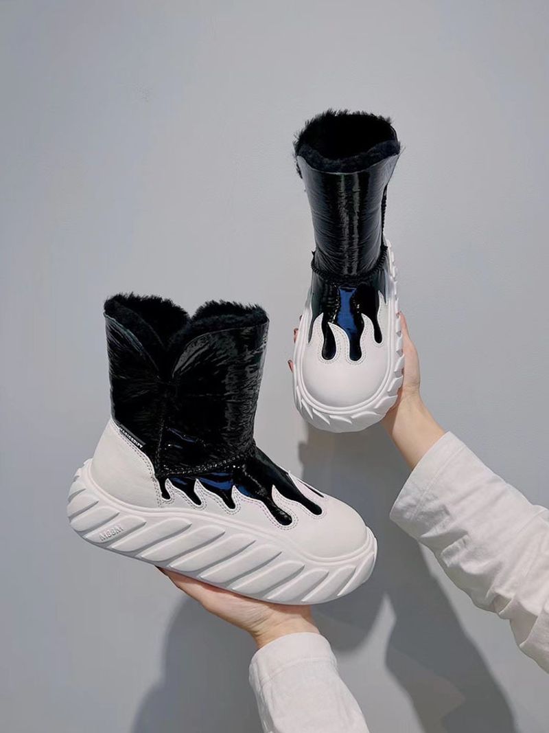 P Europese Goederen Winter Nieuwe Schapenvacht Bont Geïntegreerde Snowboots Dames S Kleur Bijpassende Biscuit Dikke Bodem Warm Kort Trendy_voghion.com