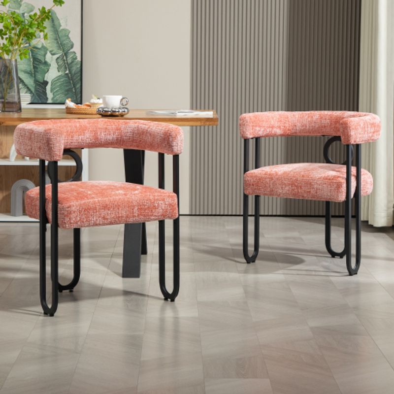 (Old SKU:W1880P195044)Esstisch Und Stühle 2er Set, Samt Esszimmerstuhl Set Mit Runder Rückenlehne Design, Bequeme Küchenstühle Esstisch Und Stühle, Bequeme Moderne Stühle Für Esszimmer Wohnzimmer_voghion.com