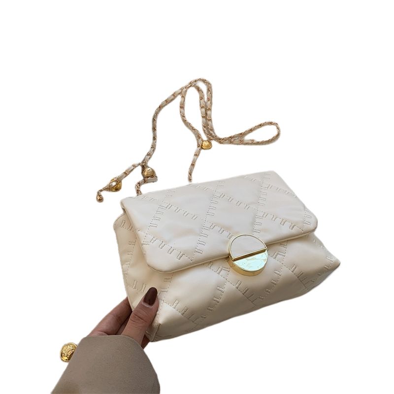 Trendy Fashion Simple Women's Lattice Metal Chain Shoulder Crossbody Bag_voghion.com