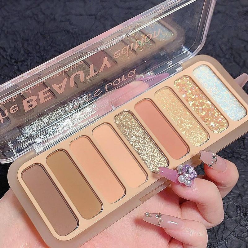 Nuovo ombretto perlato a 9 colori, glitter fini, opaco, delicato, non facile da togliere, vassoio per il trucco_voghion.com