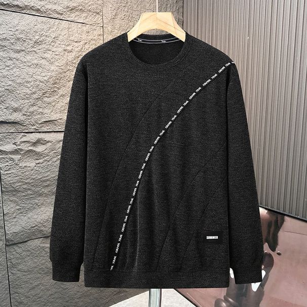 "High-End-Sweatshirt mit meliertem Muster für Herren – Oversize-Pullover mit überschnittenen Schultern und Kontrasteinsätzen (5XL-10XL, 87 % Acetat, Retro-Streetwear)"_voghion.com