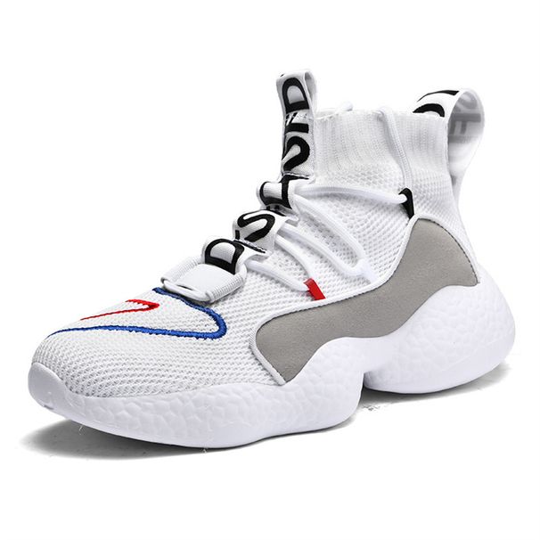 2026 Fashion Basketball Shoes Women/Men Elastic Woven Fabric High Top Lace-Up Breathable Shock Absorption Non-Slip Wear-Resistant Running Shoes 35-50_voghion.com