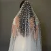 Gioielli per capelli V139 Velo da sposa extra lungo con perline, lunghezza cattedrale, veli larghi 3 m, con pettine, accessori da sposa_voghion.com