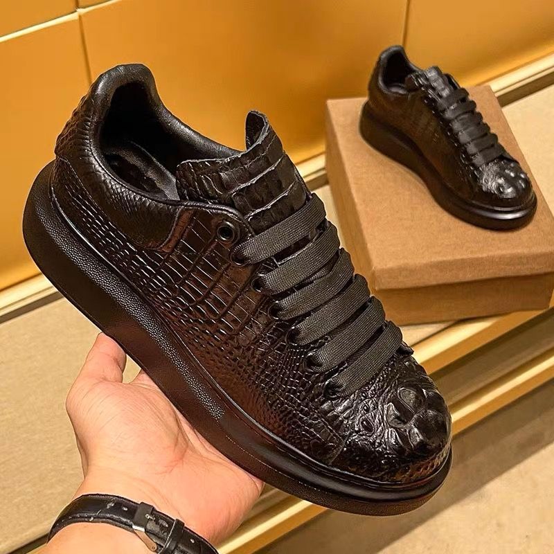 [Chaussures rehaussantes recommandées] Chaussures en cuir véritable à motif crocodile haut de gamme tendance polyvalentes pour hommes 2023 nouvelles chaussures épaisses_voghion.com