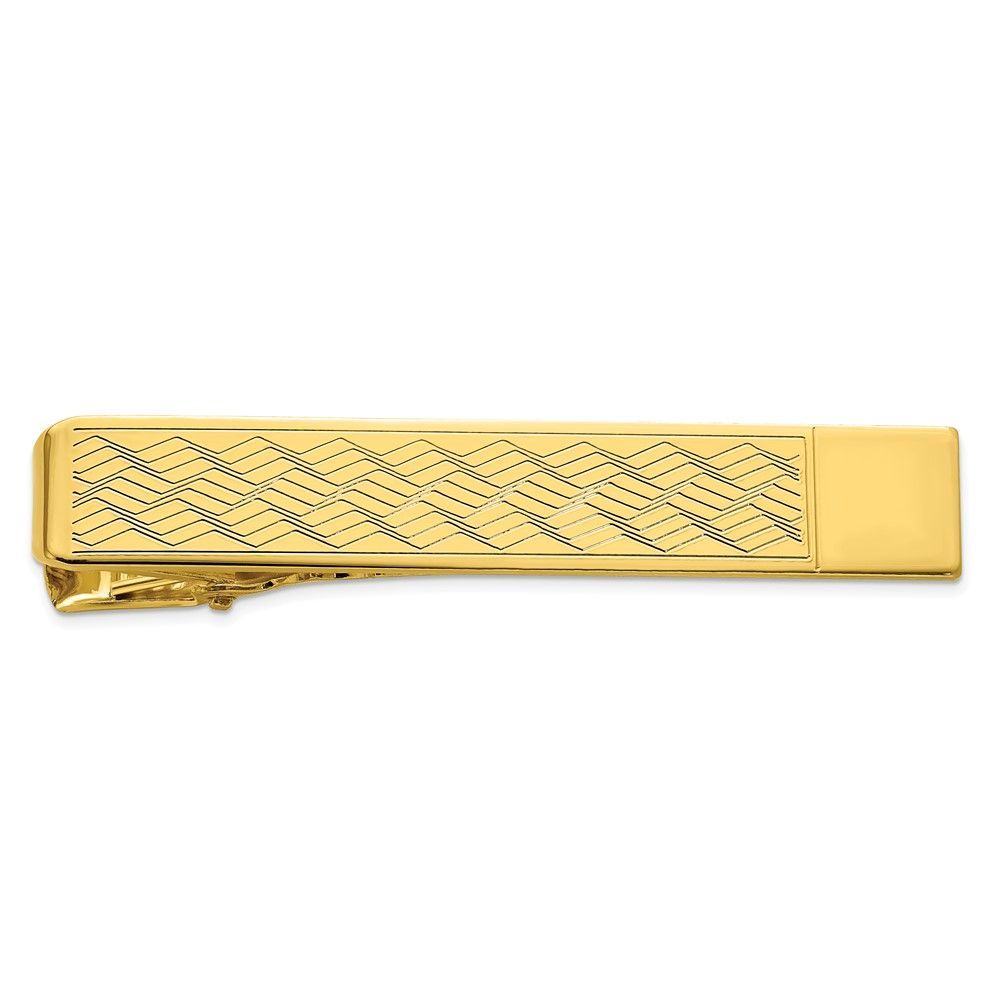 Kelly Waters Gold-plated Chevron Pattern Tie Bar_voghion.com