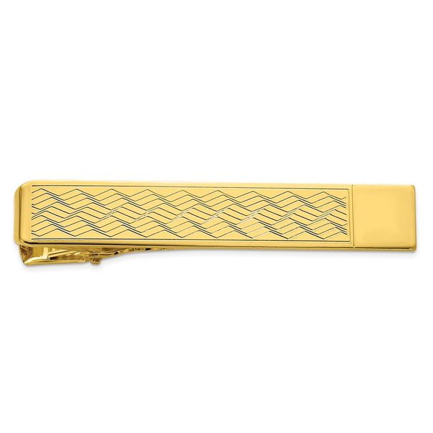 Kelly Waters Gold-plated Chevron Pattern Tie Bar_voghion.com