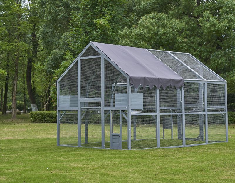 Outdoor Cat House Cat Enclosures 110" Large Kitten Playpen with Platforms,Upgrade Waterproof Cover_voghion.com