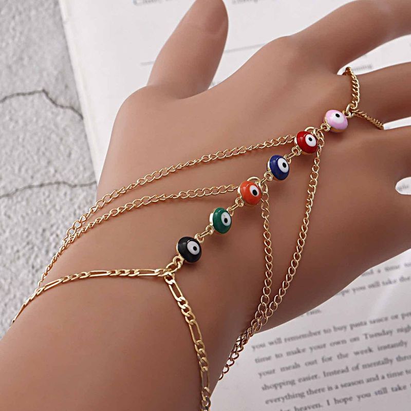 Bracciale cubano multistrato con catena ad anello con occhio di demone, più venduto, personalità squisita, stile trendy, gioielli da donna_voghion.com