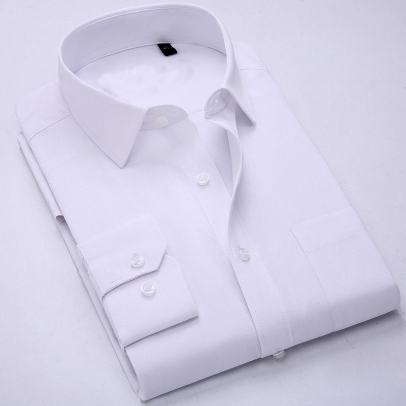 Herrenbekleidung Anzüge Frühling und Herbst Neue Business Casual Langarmhemd Herren Arbeitskleidung Hemd Vielseitig Einfarbig_voghion.com