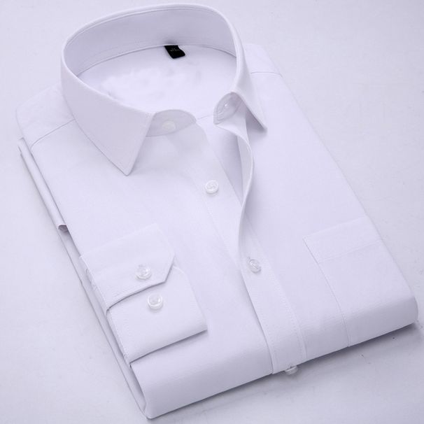 Herrenbekleidung Anzüge Frühling und Herbst Neue Business Casual Langarmhemd Herren Arbeitskleidung Hemd Vielseitig Einfarbig_voghion.com