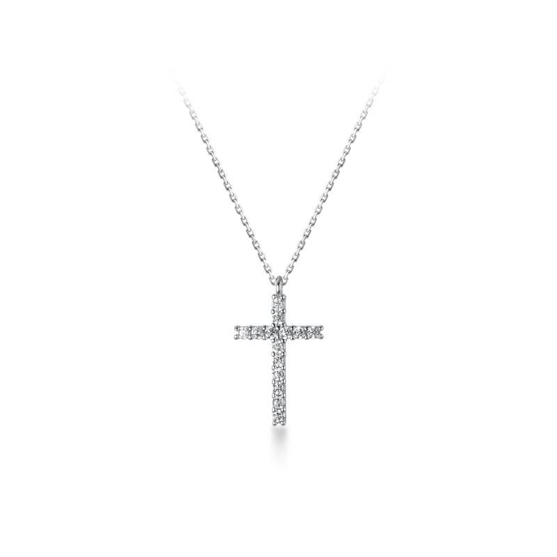 S925 Zilveren Persoonlijkheid Trend Diamant Kruis Hanger Ketting Temperament Zoet Sleutelbeen Ketting_voghion.com