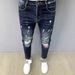 Herretøj Nye efterårsstile Smukke, revnede, elastiske, afslappede, slanke skinny bukser_voghion.com