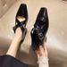 Top Layer Cowhide Small Toe Cross Strap Women's Leather 2024 Summer New Flat Square Heel Textured Single Shoes_voghion.com