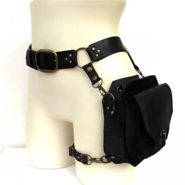 Bolsa de cintura punk retrô de PU, casual, pequena, quadrada, transversal, feminina, multifuncional, para áreas externas, bolsa para celular_voghion.com