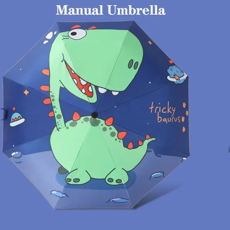 Automatic Umbrella Dinosaur Umbrella Sun Protection And Wind Edge Reflective Strip Non-springback Design Travel Folding Umbrella_voghion.com