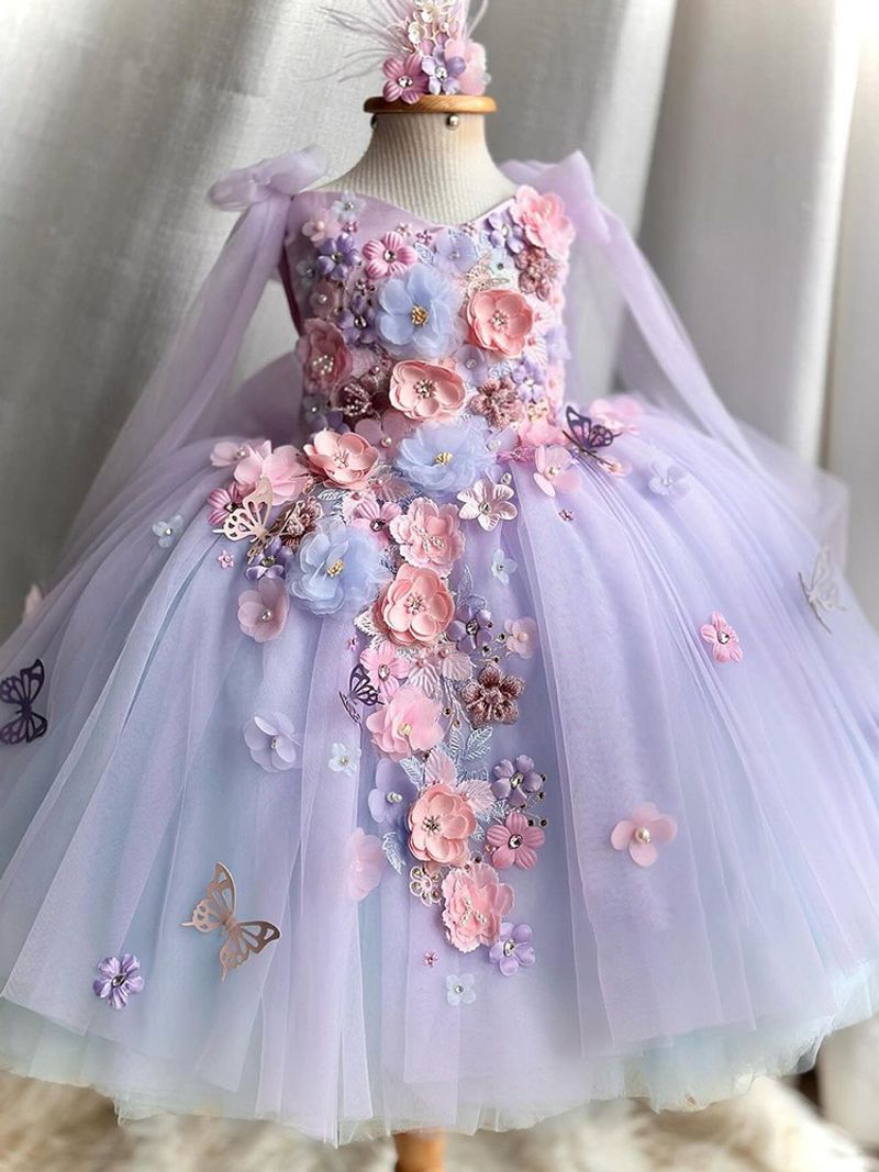 Children's Day 1st Birthday Dress Embroidery 2025 New Style Girl Flower Fairy Small Children Fluffy Yarn Princess Skirt_voghion.com