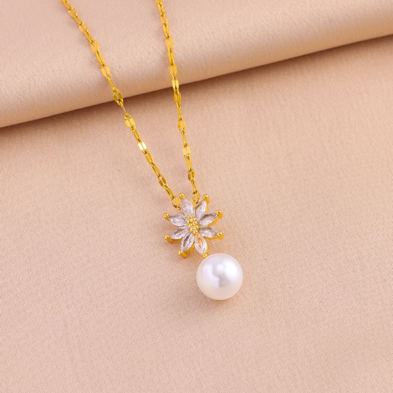 Neu Französisch zirkon sunflower perlen halskette ohrring_voghion.com