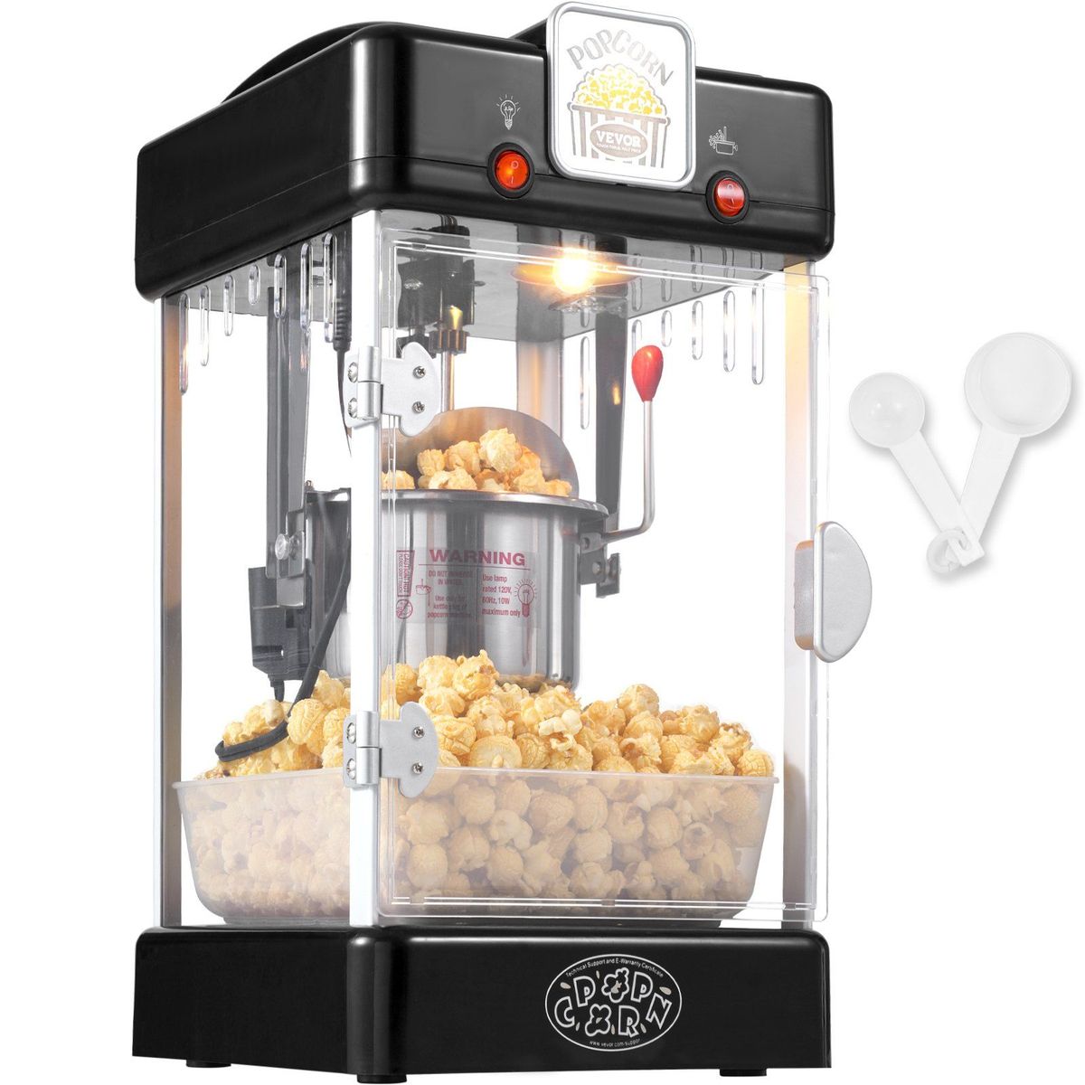 VEVOR Popcorn Popper Machine Tabletop Popcorn Maker 300W 2.5 Oz Black_voghion.com