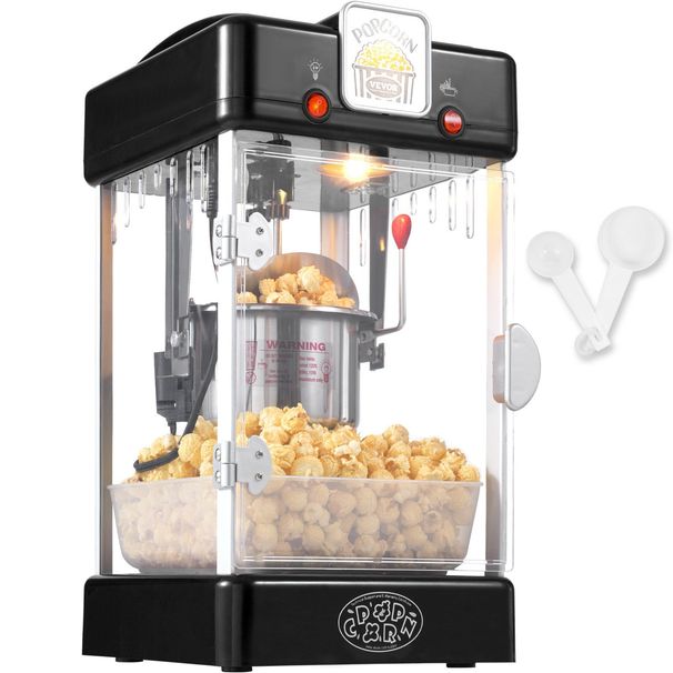 VEVOR Popcorn Popper Machine Tabletop Popcorn Maker 300W 2.5 Oz Black_voghion.com