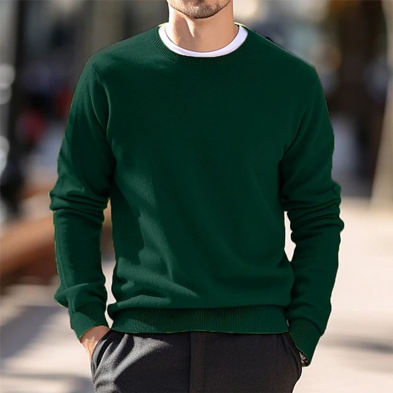 Maglione in lana sottile da uomo lavorato a maglia con scollo rotondo autunno/inverno 2024_voghion.com